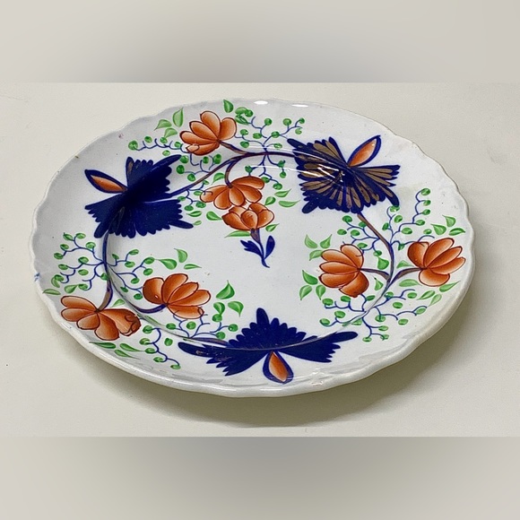 19th Century Antique Gaudy Welsh Butterfly Plate Eagle Marked for US Export - Picture 15 of 16